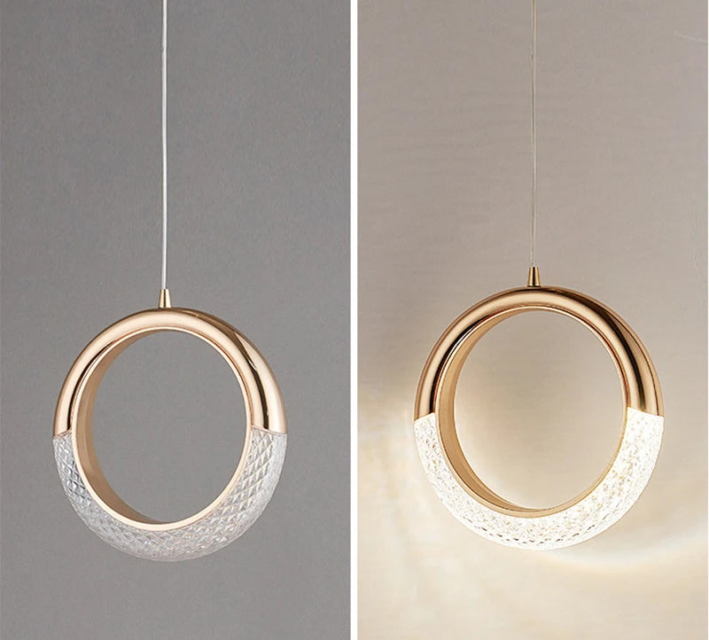 Modern LED Pendant Lights Wall Lamps Ceiling Lamps Acrylic+Alloy Ring/Moon Lamps Indoor Lighting Lustre Home Decor Accessories